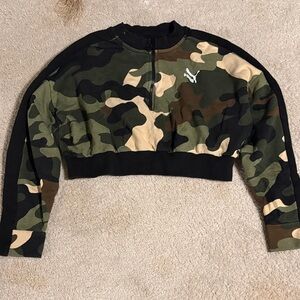 Puma Camo Zip Sweatshirt in Green and Tan